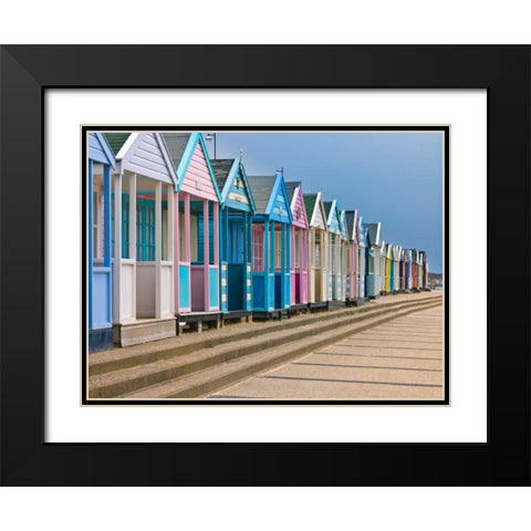 Beach huts in a row Black Modern Wood Framed Art Print with Double Matting by Frank, Assaf