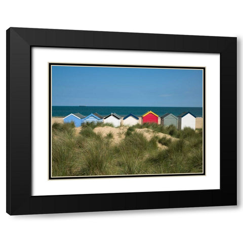 Boat in front of a fishing hut Black Modern Wood Framed Art Print with Double Matting by Frank, Assaf