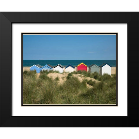 Boat in front of a fishing hut Black Modern Wood Framed Art Print with Double Matting by Frank, Assaf