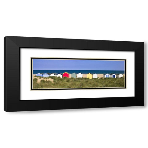 Beach huts in a row Black Modern Wood Framed Art Print with Double Matting by Frank, Assaf