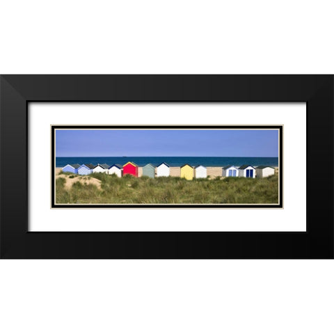 Beach huts in a row Black Modern Wood Framed Art Print with Double Matting by Frank, Assaf