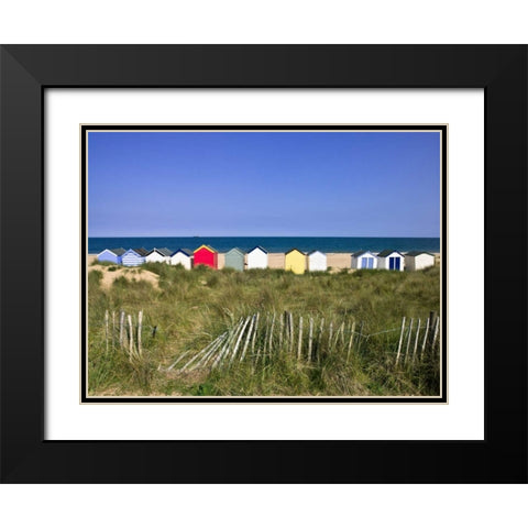 Beach huts in a row Black Modern Wood Framed Art Print with Double Matting by Frank, Assaf