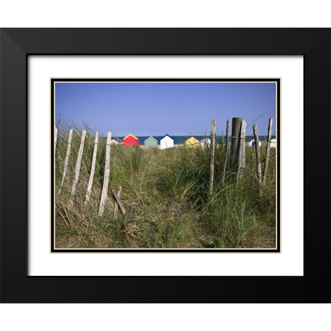 Beach huts in a row Black Modern Wood Framed Art Print with Double Matting by Frank, Assaf