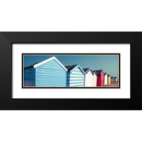 Beach huts in a row Black Modern Wood Framed Art Print with Double Matting by Frank, Assaf