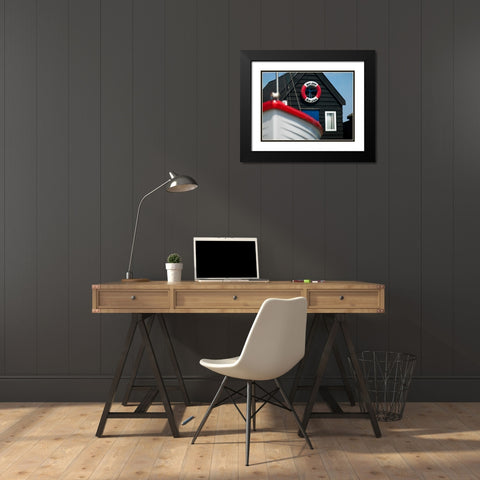 Beach huts in a row Black Modern Wood Framed Art Print with Double Matting by Frank, Assaf