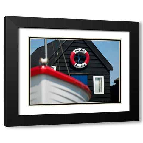 Beach huts in a row Black Modern Wood Framed Art Print with Double Matting by Frank, Assaf