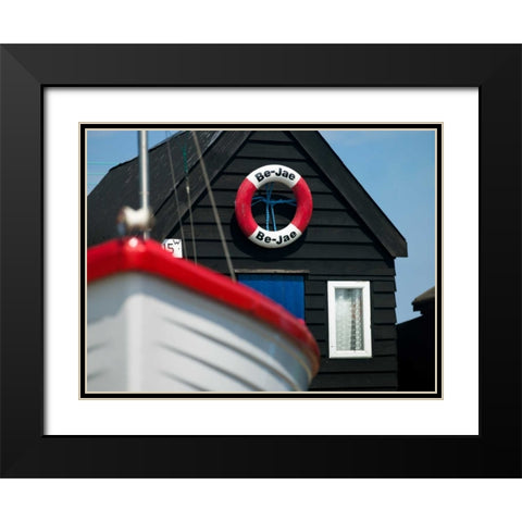 Beach huts in a row Black Modern Wood Framed Art Print with Double Matting by Frank, Assaf