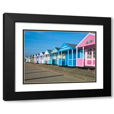 Beach hut in a row against blue sky Black Modern Wood Framed Art Print with Double Matting by Frank, Assaf