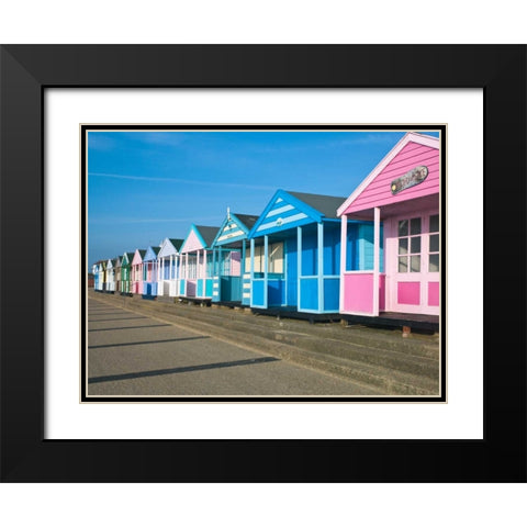 Beach hut in a row against blue sky Black Modern Wood Framed Art Print with Double Matting by Frank, Assaf