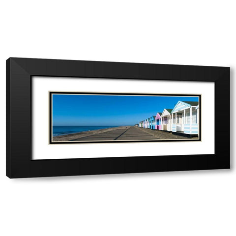 Beach huts in a row against blue skies Black Modern Wood Framed Art Print with Double Matting by Frank, Assaf