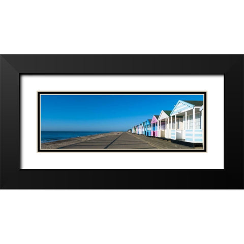 Beach huts in a row against blue skies Black Modern Wood Framed Art Print with Double Matting by Frank, Assaf