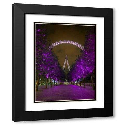 London Eye at night Black Modern Wood Framed Art Print with Double Matting by Frank, Assaf