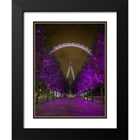 London Eye at night Black Modern Wood Framed Art Print with Double Matting by Frank, Assaf