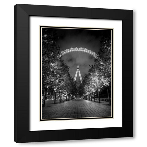 London Eye at night Black Modern Wood Framed Art Print with Double Matting by Frank, Assaf