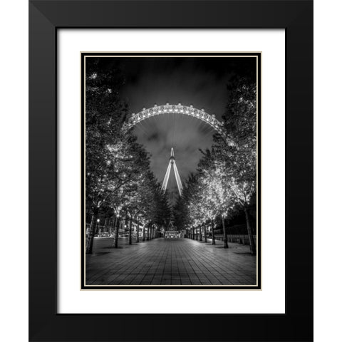 London Eye at night Black Modern Wood Framed Art Print with Double Matting by Frank, Assaf