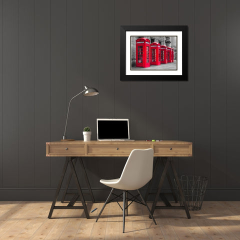 London, telephone boxes in a row Black Modern Wood Framed Art Print with Double Matting by Frank, Assaf