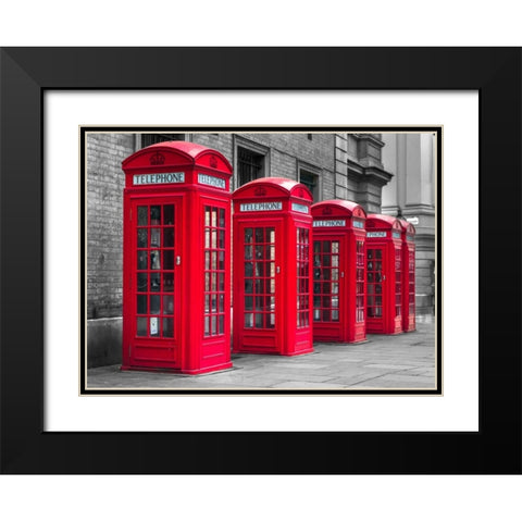 London, telephone boxes in a row Black Modern Wood Framed Art Print with Double Matting by Frank, Assaf