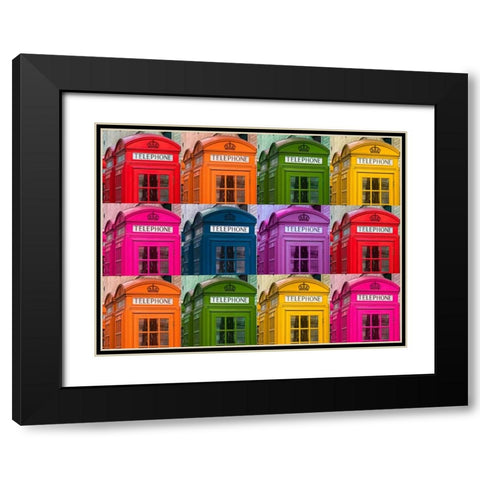 Muti coloured telephone boxes Black Modern Wood Framed Art Print with Double Matting by Frank, Assaf