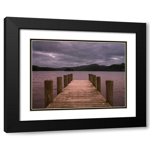 Jetty at dusk, lake district, Cumbria Black Modern Wood Framed Art Print with Double Matting by Frank, Assaf