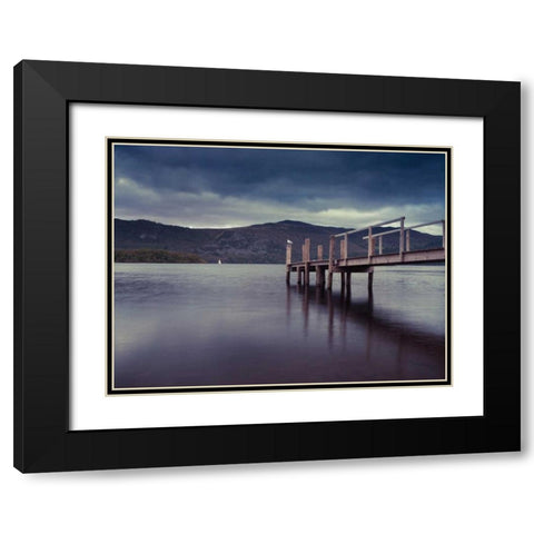 Jetty at dusk, lake district, Cumbria Black Modern Wood Framed Art Print with Double Matting by Frank, Assaf