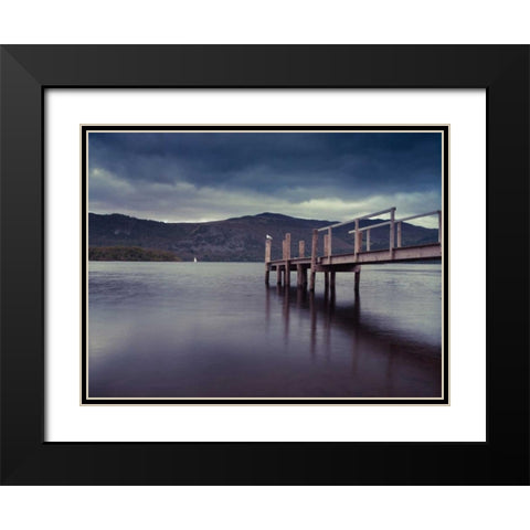 Jetty at dusk, lake district, Cumbria Black Modern Wood Framed Art Print with Double Matting by Frank, Assaf