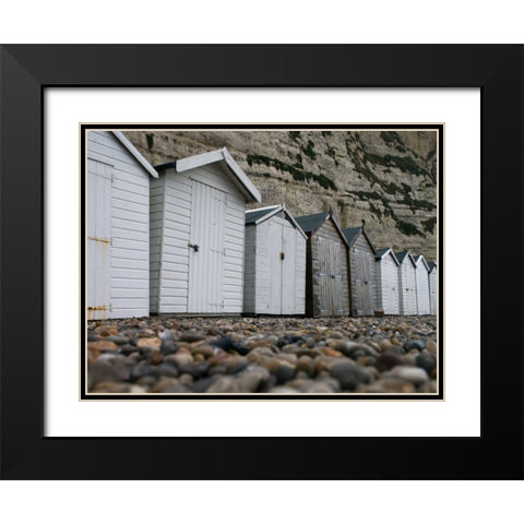 Beach huts, Dorset , UK Black Modern Wood Framed Art Print with Double Matting by Frank, Assaf