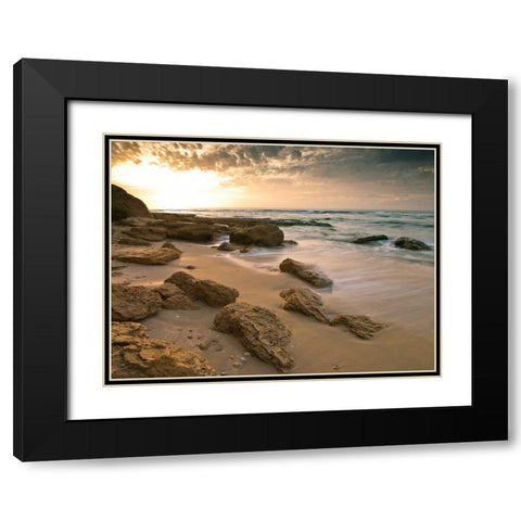 Sunset over Palmachim beach, Israel Black Modern Wood Framed Art Print with Double Matting by Frank, Assaf