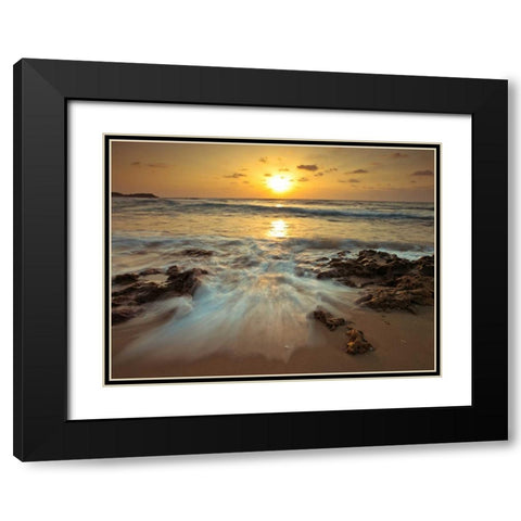 Sunset over Palmachim beach, Israel Black Modern Wood Framed Art Print with Double Matting by Frank, Assaf