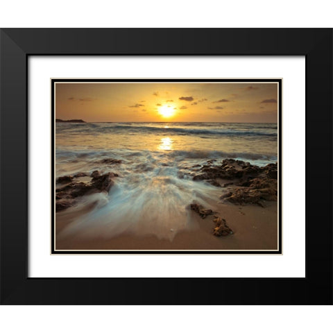 Sunset over Palmachim beach, Israel Black Modern Wood Framed Art Print with Double Matting by Frank, Assaf