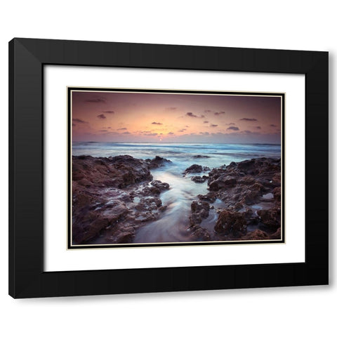 Sunset over Palmachim beach, Israel Black Modern Wood Framed Art Print with Double Matting by Frank, Assaf