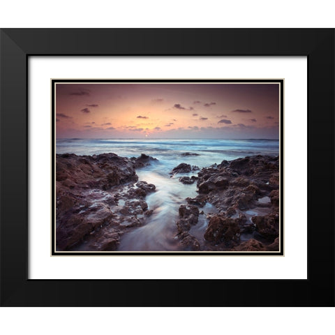 Sunset over Palmachim beach, Israel Black Modern Wood Framed Art Print with Double Matting by Frank, Assaf