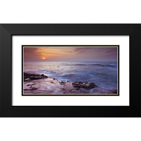 Sunset over Palmachim beach, Israel Black Modern Wood Framed Art Print with Double Matting by Frank, Assaf