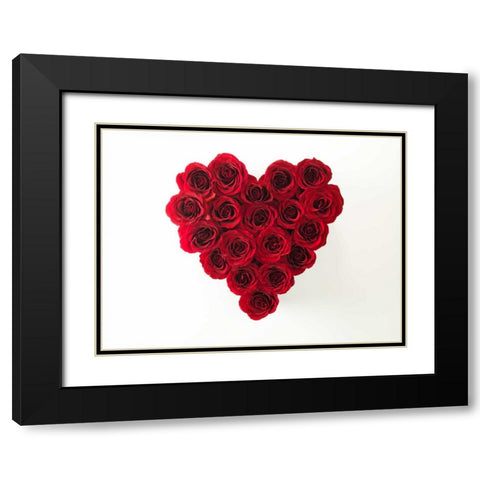 Rose flowers in heart shape Black Modern Wood Framed Art Print with Double Matting by Frank, Assaf
