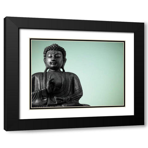 Buddha sculpture Black Modern Wood Framed Art Print with Double Matting by Frank, Assaf