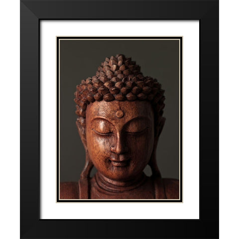 Buddha sculpture face Black Modern Wood Framed Art Print with Double Matting by Frank, Assaf