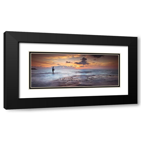 Tranquil beach Black Modern Wood Framed Art Print with Double Matting by Frank, Assaf