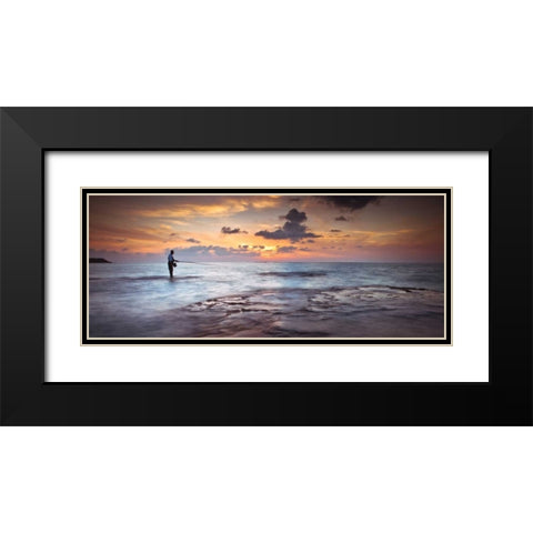 Tranquil beach Black Modern Wood Framed Art Print with Double Matting by Frank, Assaf