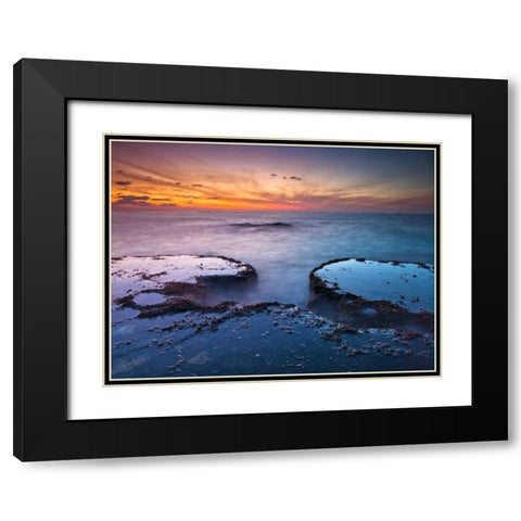 Tranquil beach Black Modern Wood Framed Art Print with Double Matting by Frank, Assaf