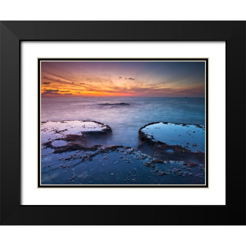 Tranquil beach Black Modern Wood Framed Art Print with Double Matting by Frank, Assaf