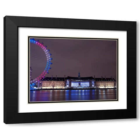 County Hall, London, at night Black Modern Wood Framed Art Print with Double Matting by Frank, Assaf