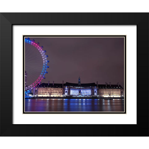 County Hall, London, at night Black Modern Wood Framed Art Print with Double Matting by Frank, Assaf