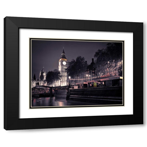 Big Ben at night Black Modern Wood Framed Art Print with Double Matting by Frank, Assaf