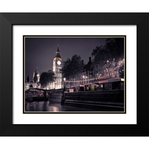 Big Ben at night Black Modern Wood Framed Art Print with Double Matting by Frank, Assaf