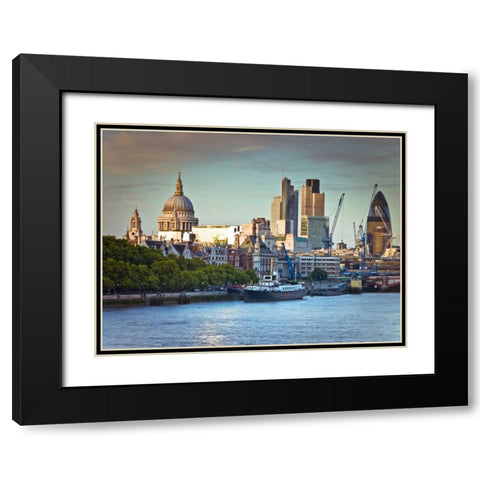 London skyline over the river Thames Black Modern Wood Framed Art Print with Double Matting by Frank, Assaf