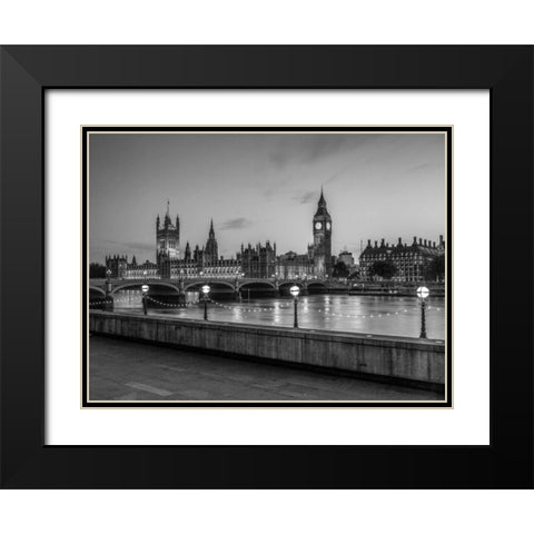 Houses of parliament over the river Thames Black Modern Wood Framed Art Print with Double Matting by Frank, Assaf
