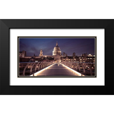St Pauls Catedral from the Millennium Bridge Black Modern Wood Framed Art Print with Double Matting by Frank, Assaf