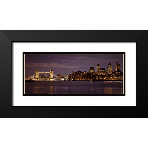 London skyline over river Thames Black Modern Wood Framed Art Print with Double Matting by Frank, Assaf
