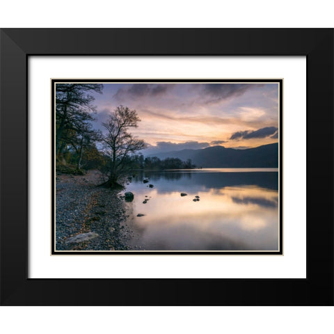 Still lake at dusk Black Modern Wood Framed Art Print with Double Matting by Frank, Assaf
