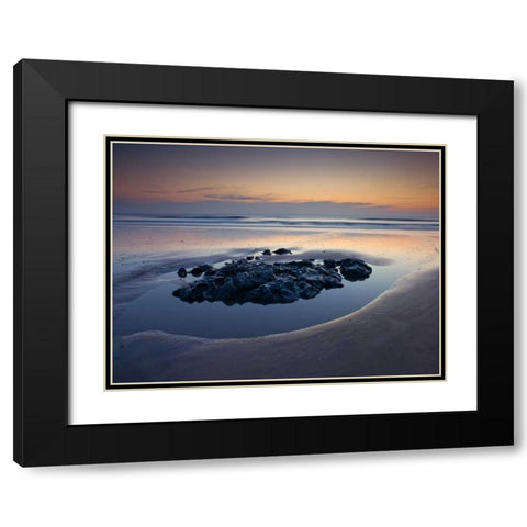 Rocks on the beach at dusk Black Modern Wood Framed Art Print with Double Matting by Frank, Assaf