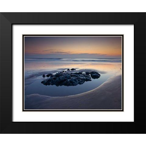 Rocks on the beach at dusk Black Modern Wood Framed Art Print with Double Matting by Frank, Assaf
